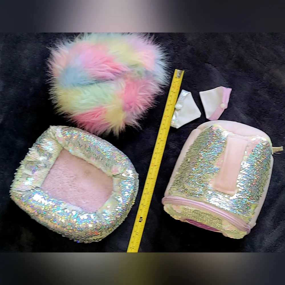 JUSTICE PETS PET SHOP ACCESSORIES LOT, BED, Beanbag, Carrier ㄟ(≧◇≦)ㄏ